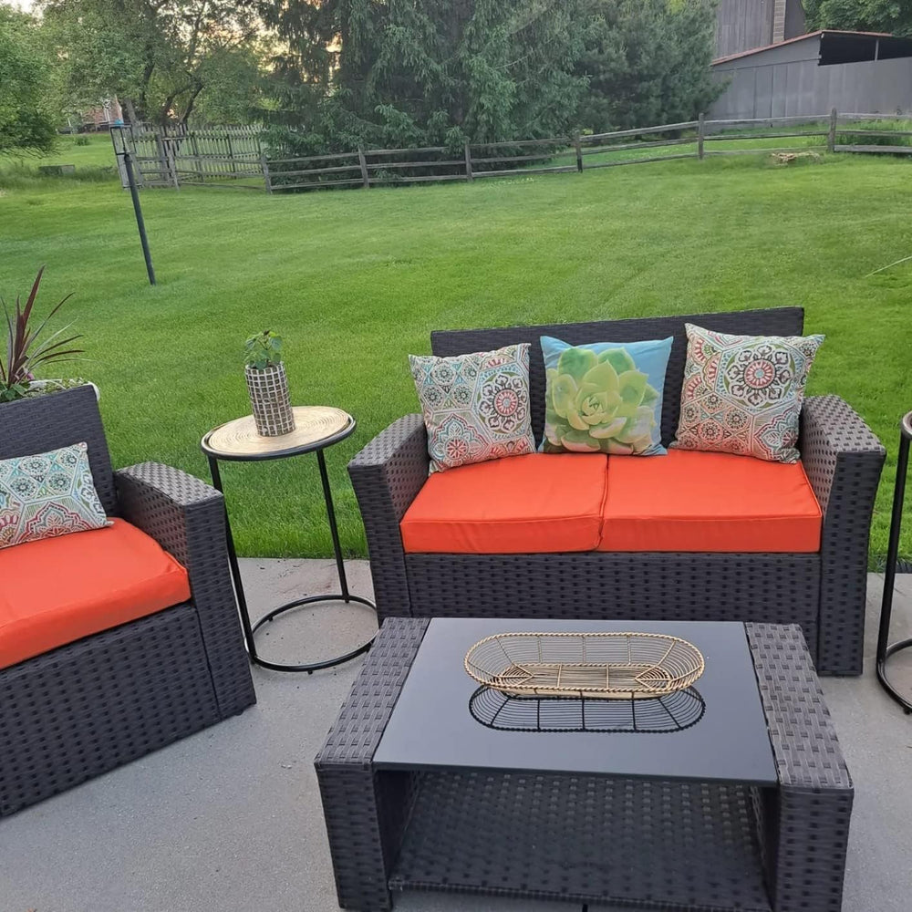 FLYMEI Patio Cushion Covers 24x22x4 inch orange folded view