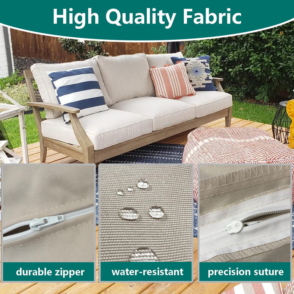FLYMEI Patio Cushion Covers 28x28x6 inch beige on outdoor furniture