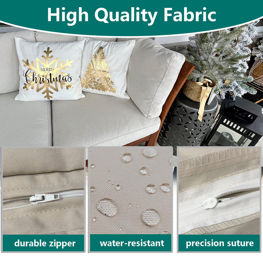 FLYMEI Patio Cushion Covers displayed on patio chairs