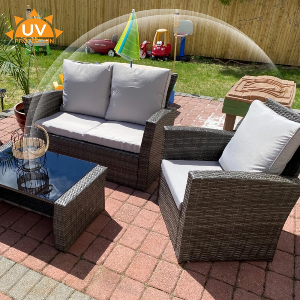 FLYMEI Patio Cushion Covers Grey set of 4