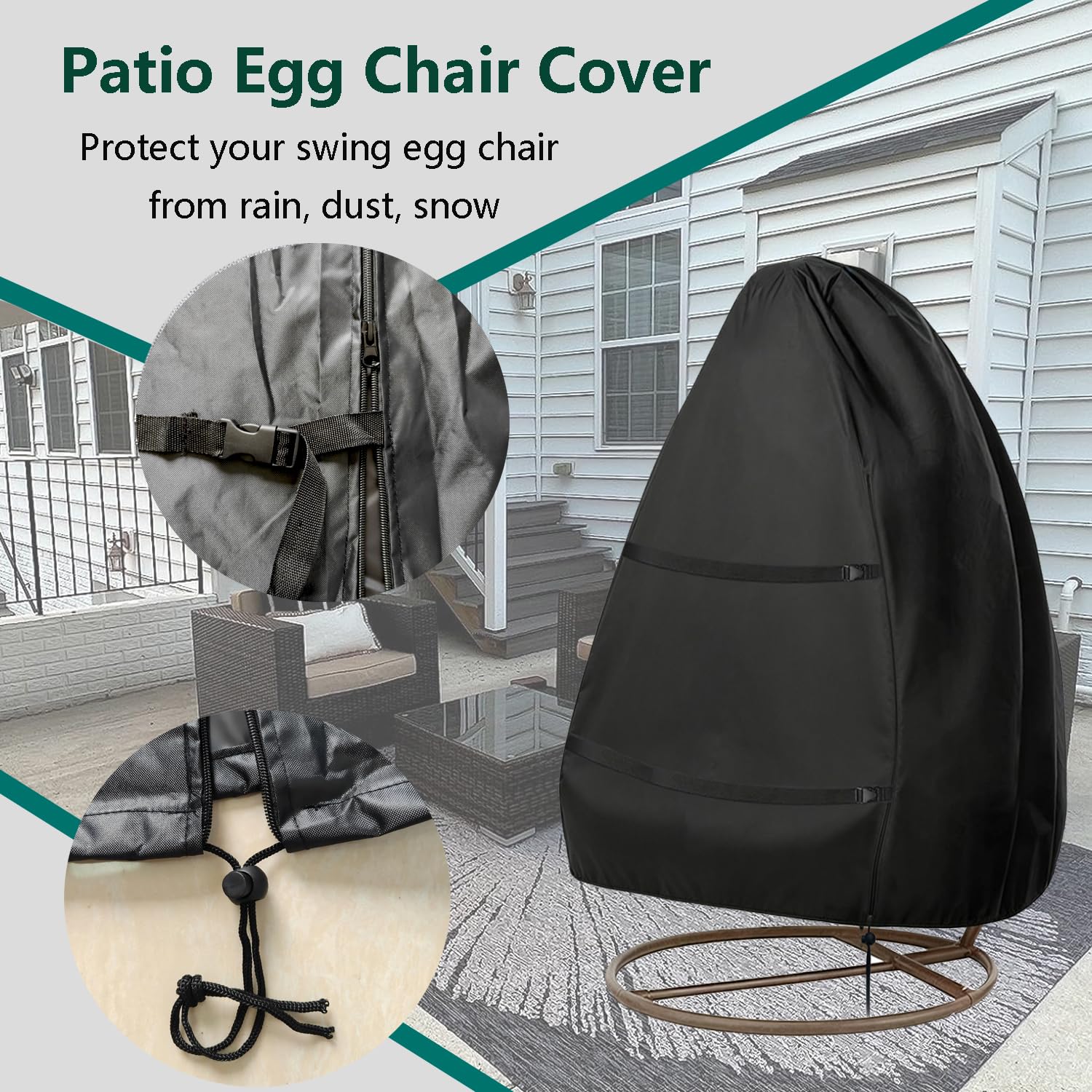 FLYMEI Patio Egg Chair Cover on a double egg chair