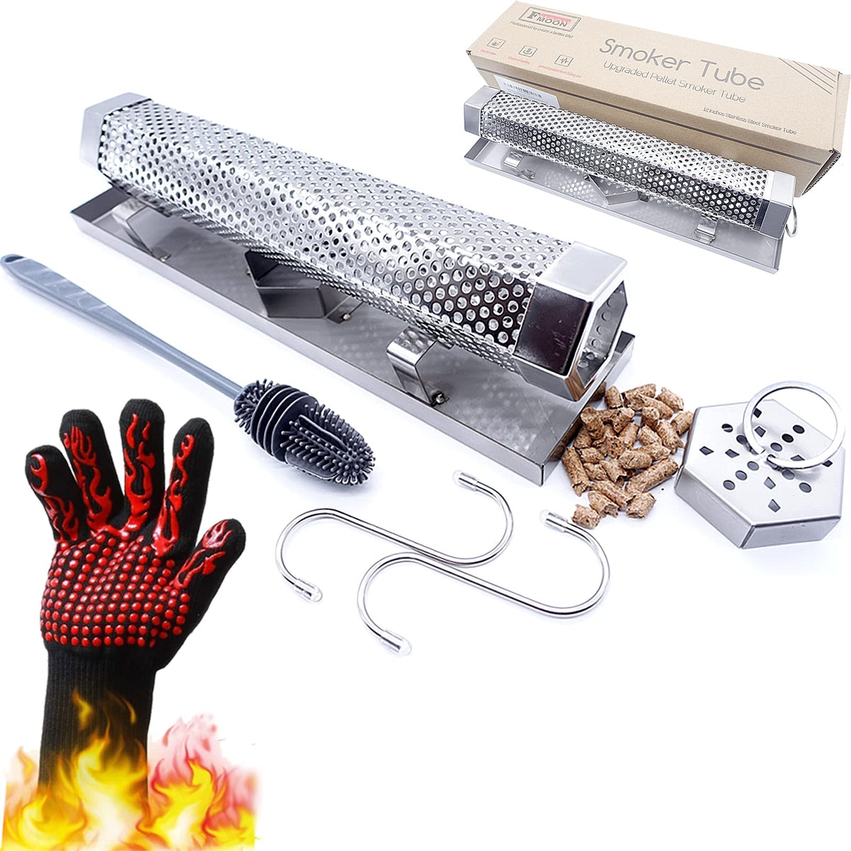 FMOON 12'' Pellet Smoker Tube with stainless steel finish