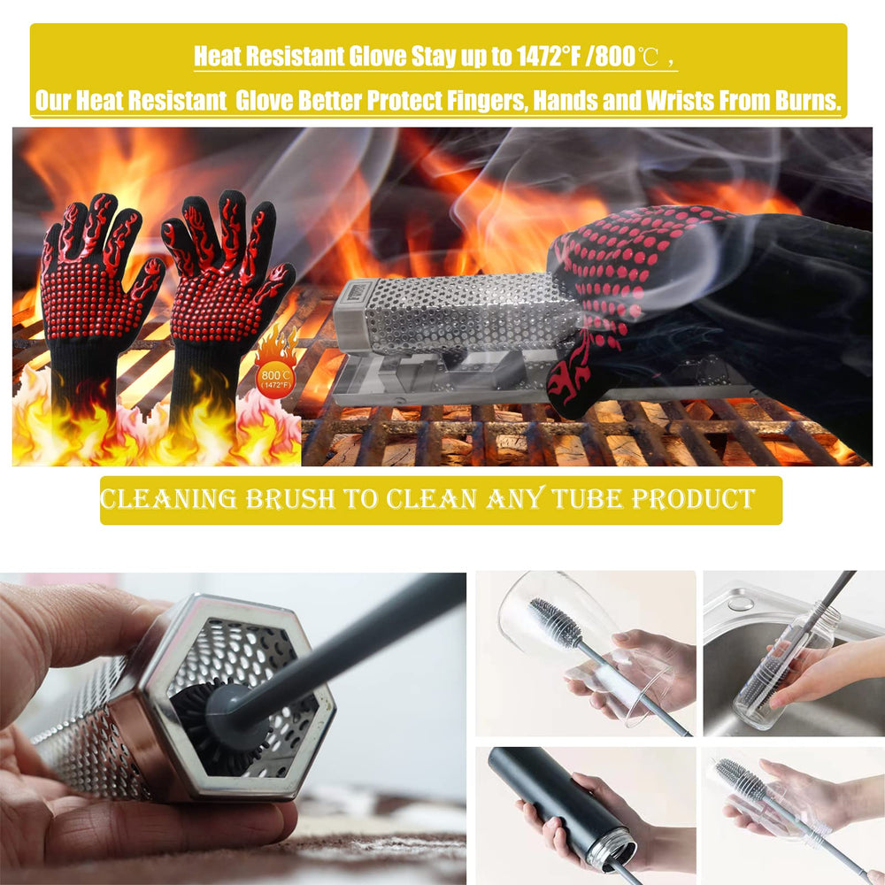 FMOON Pellet Smoker Tube with cleaning brush