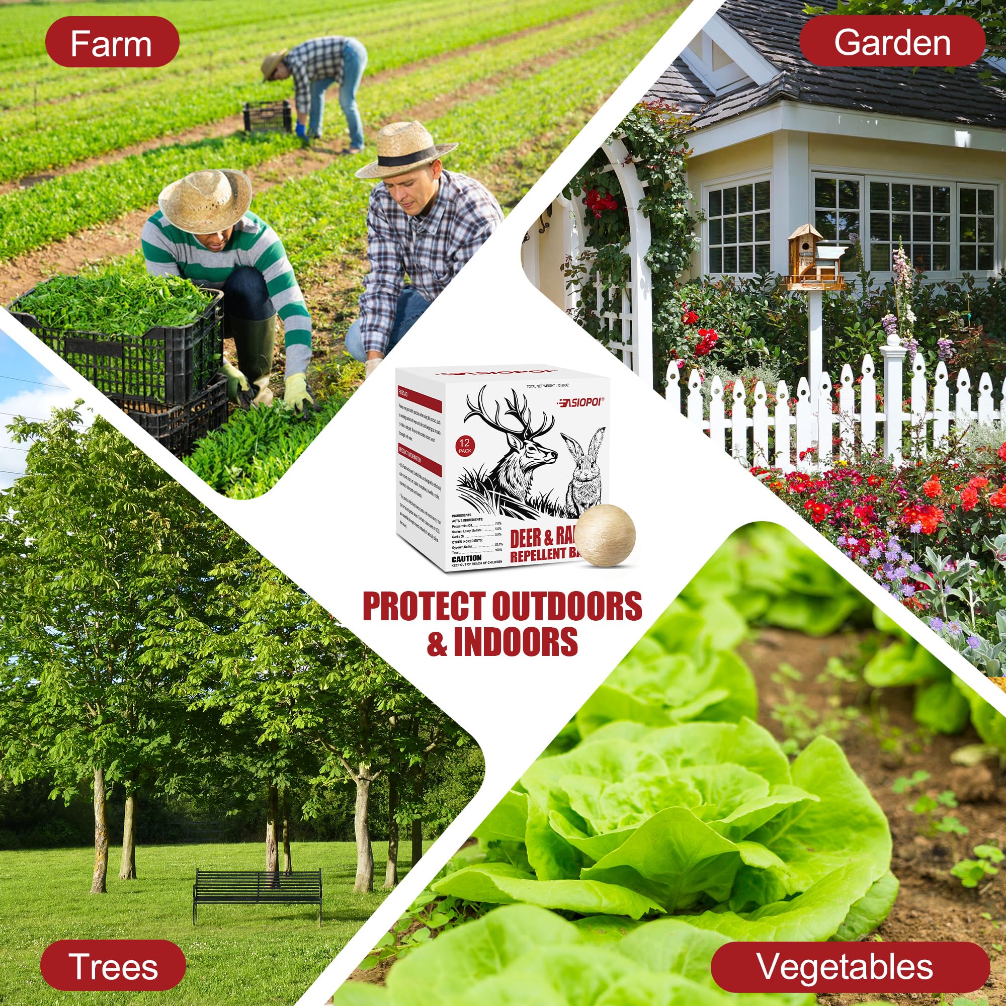 Fnaialonj Deer Repellent Ball in use around plants