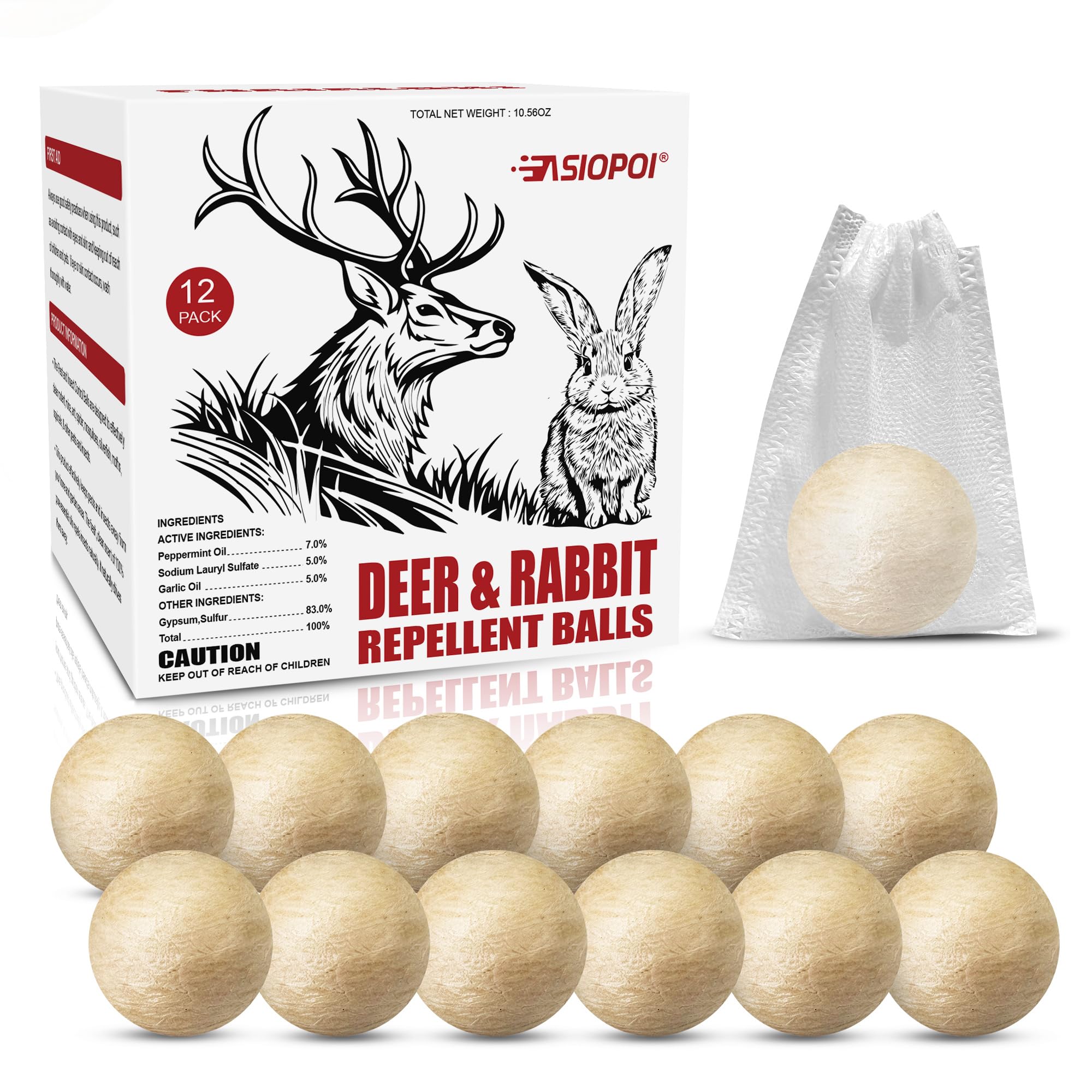 Fnaialonj Deer Repellent Ball white model front view