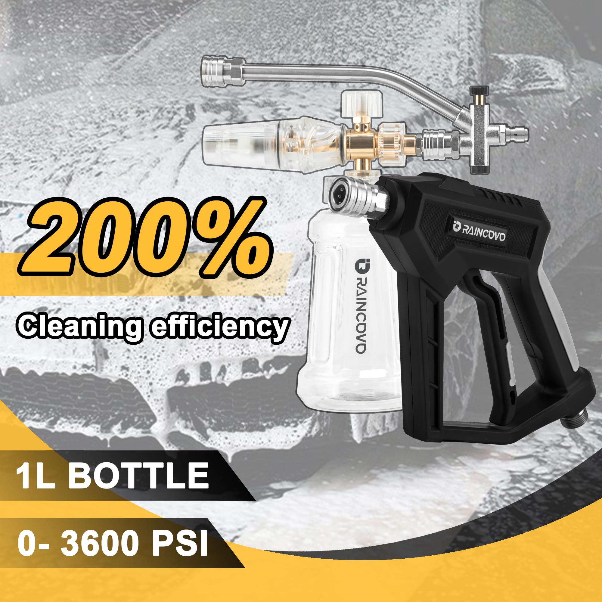 Foam Cannon attached to pressure washer in use
