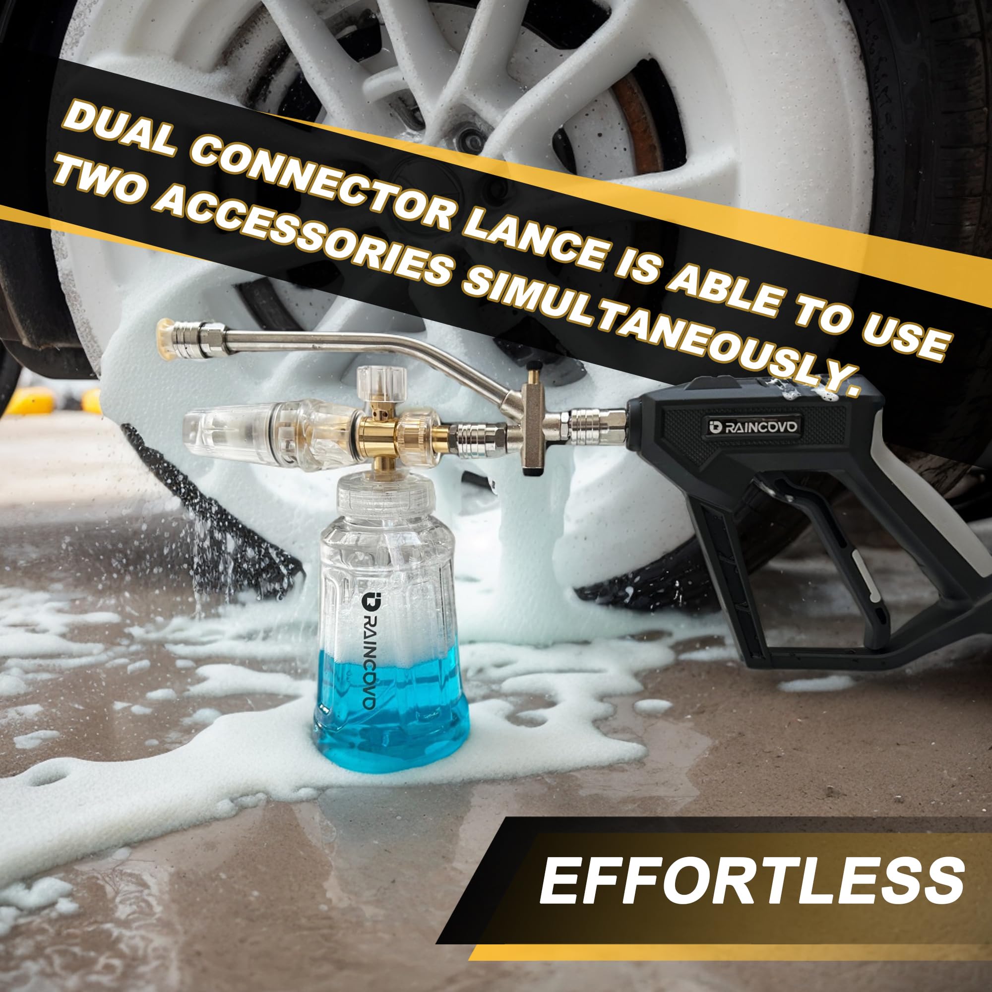 Foam Cannon with short pressure washer gun and nozzle tips