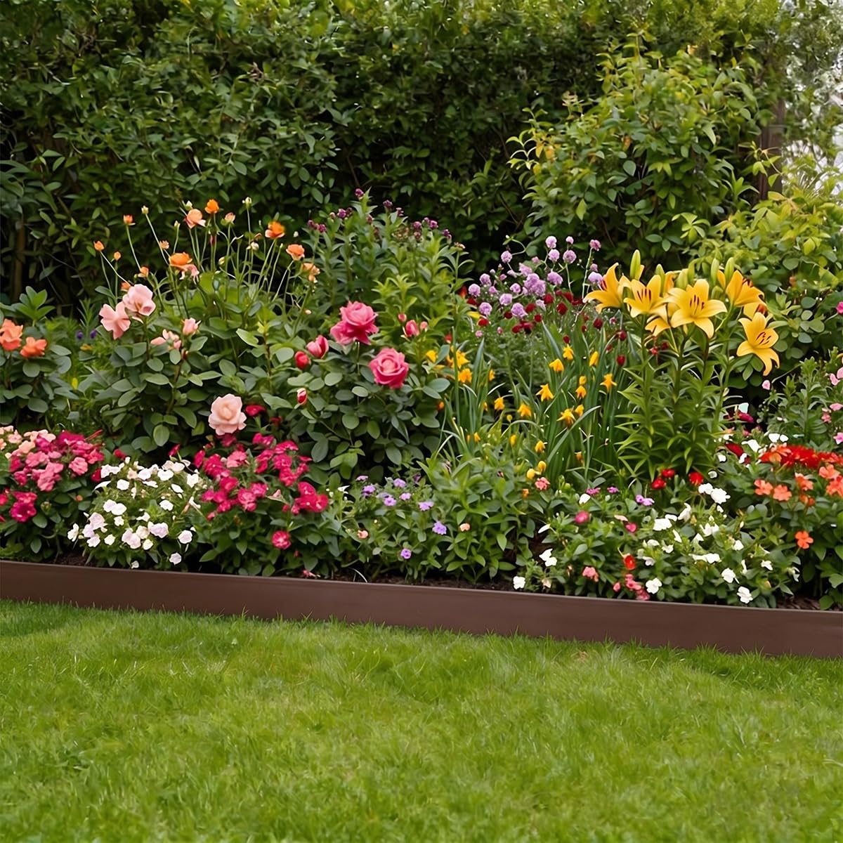 Focefec Garden Edging displayed in a landscaped yard