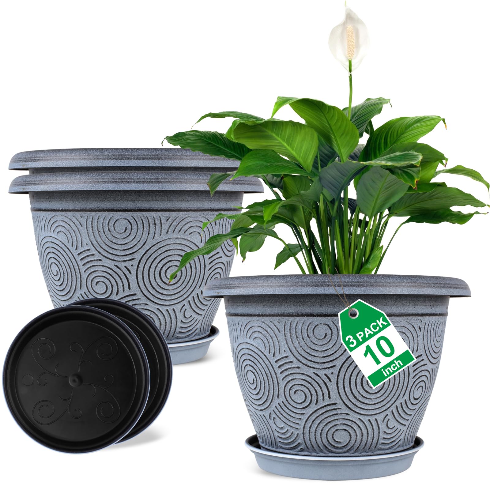 Fodetyff 10 Inch Flower Pot Blue Front View