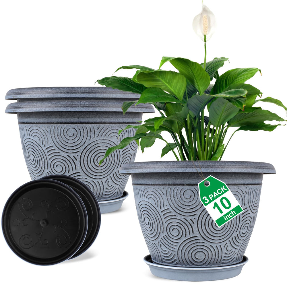 Fodetyff 10 Inch Flower Pot Blue Front View
