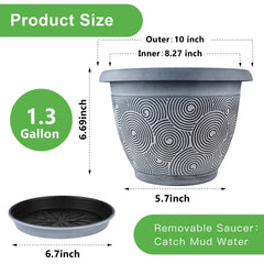 Fodetyff 10 Inch Flower Pot with Plants