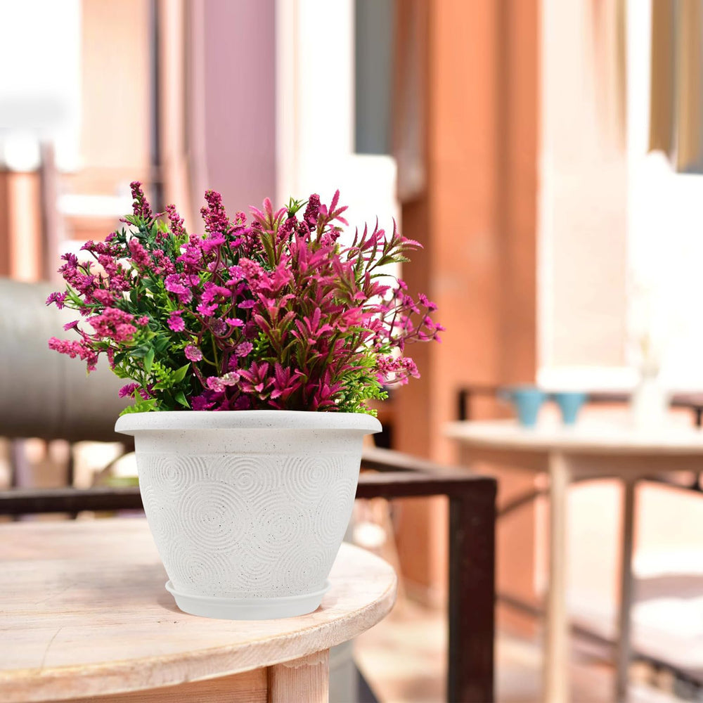 Fodetyff 12 inch flower pot in outdoor garden setting