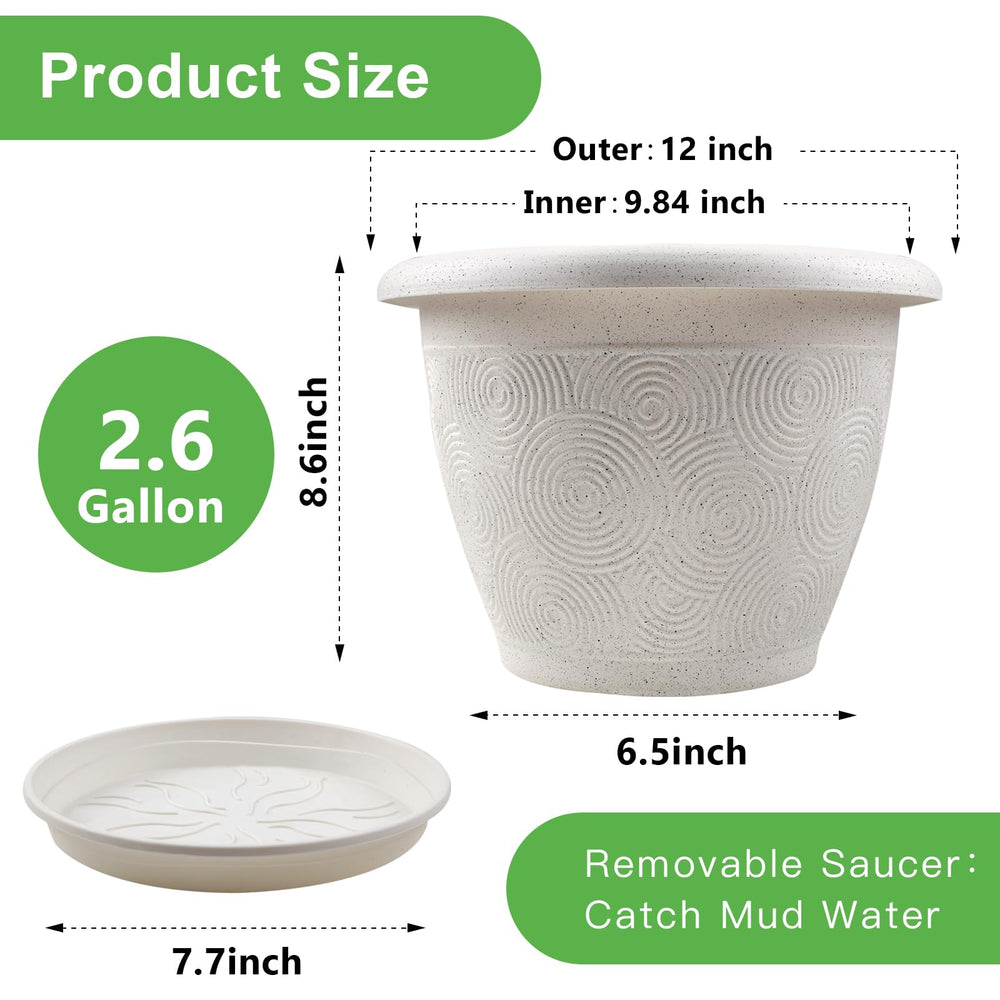 Fodetyff 12 inch flower pot side view showing speckled design