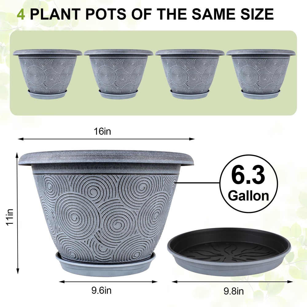Fodetyff 16 inch blue planter pot with plant