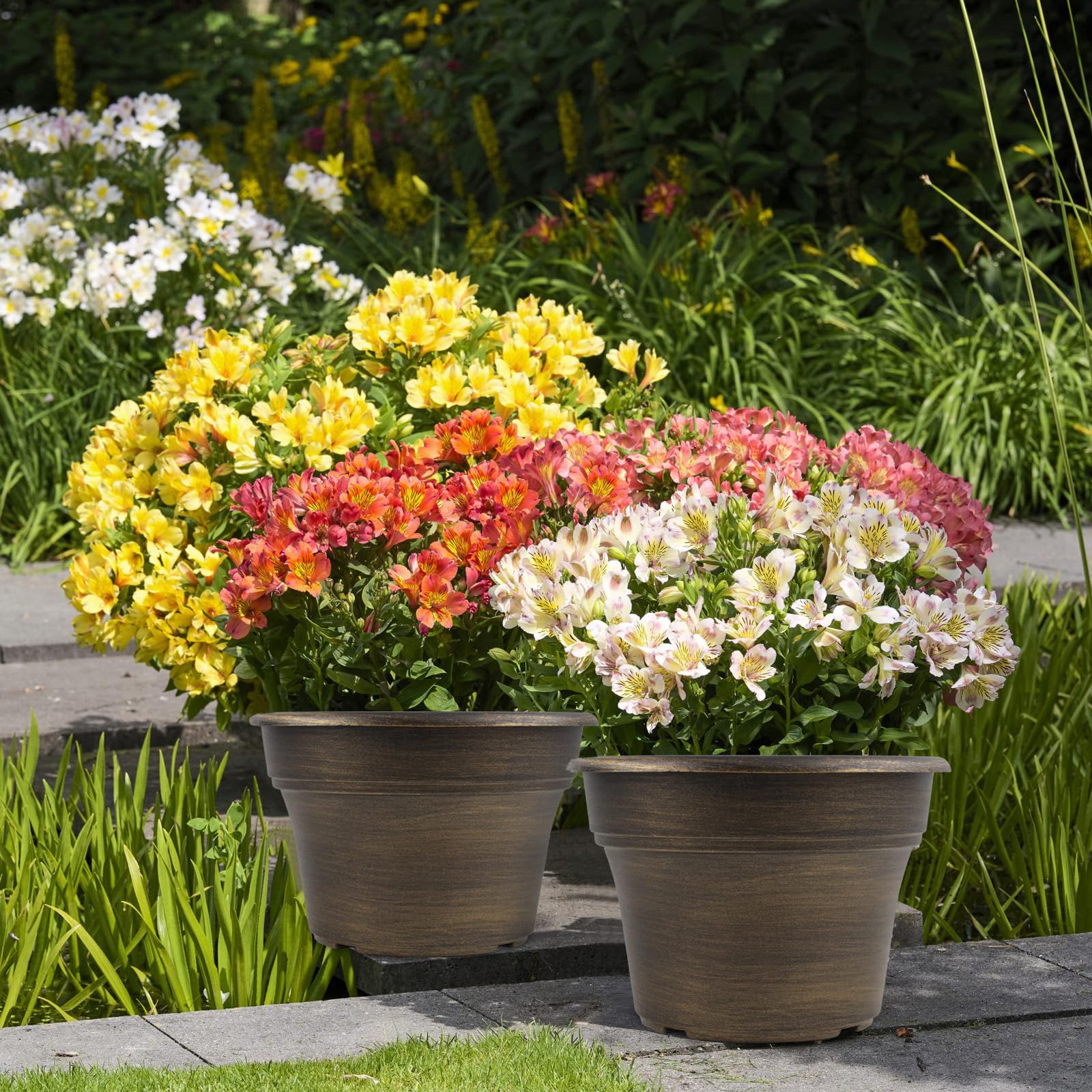 Fodetyff 16 inch gold planter set on a windowsill