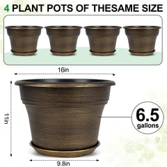 Fodetyff 16 inch gold planter with outdoor flowers