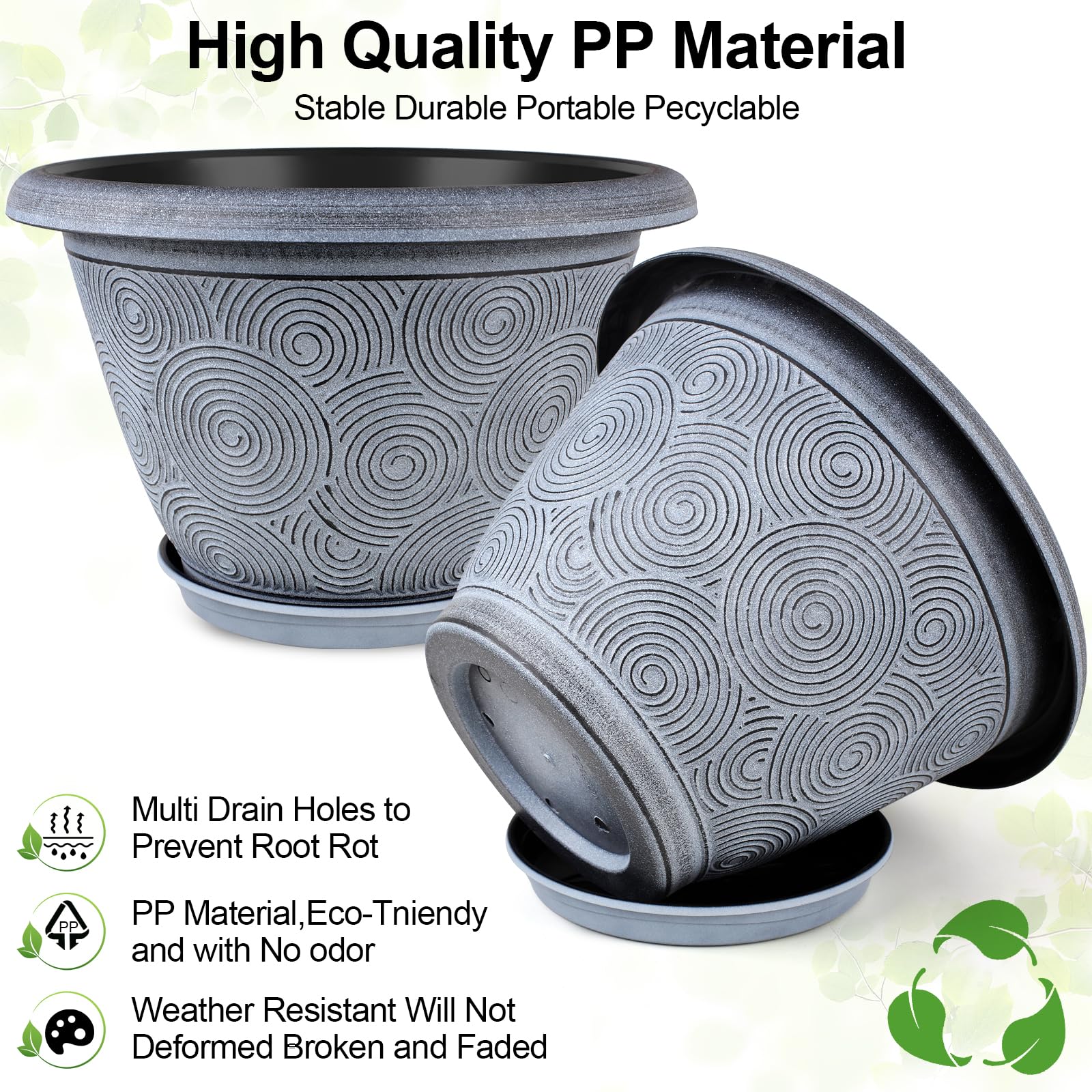 Fodetyff 16 inch large planter pots set of four