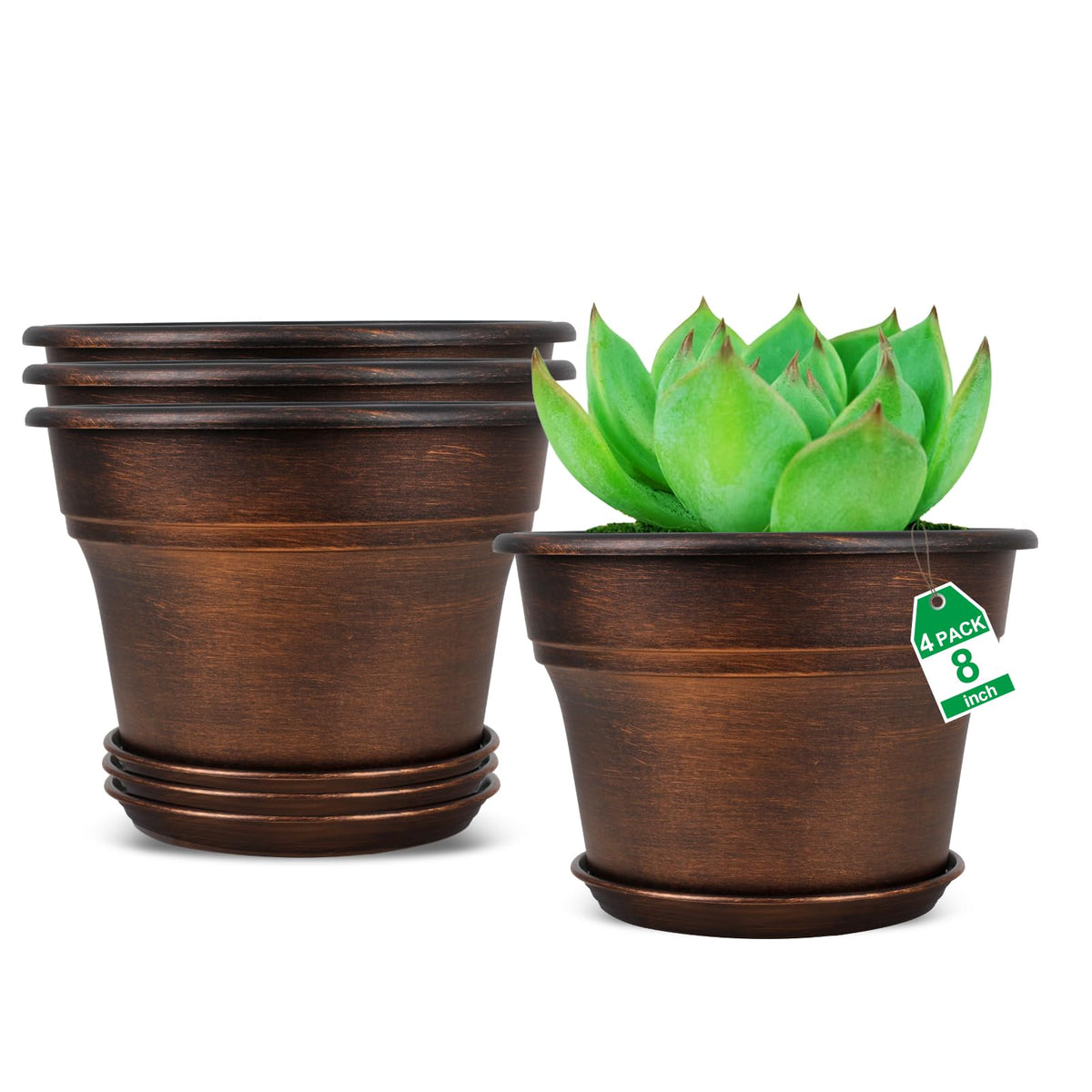 Fodetyff 8 inch copper planter front view