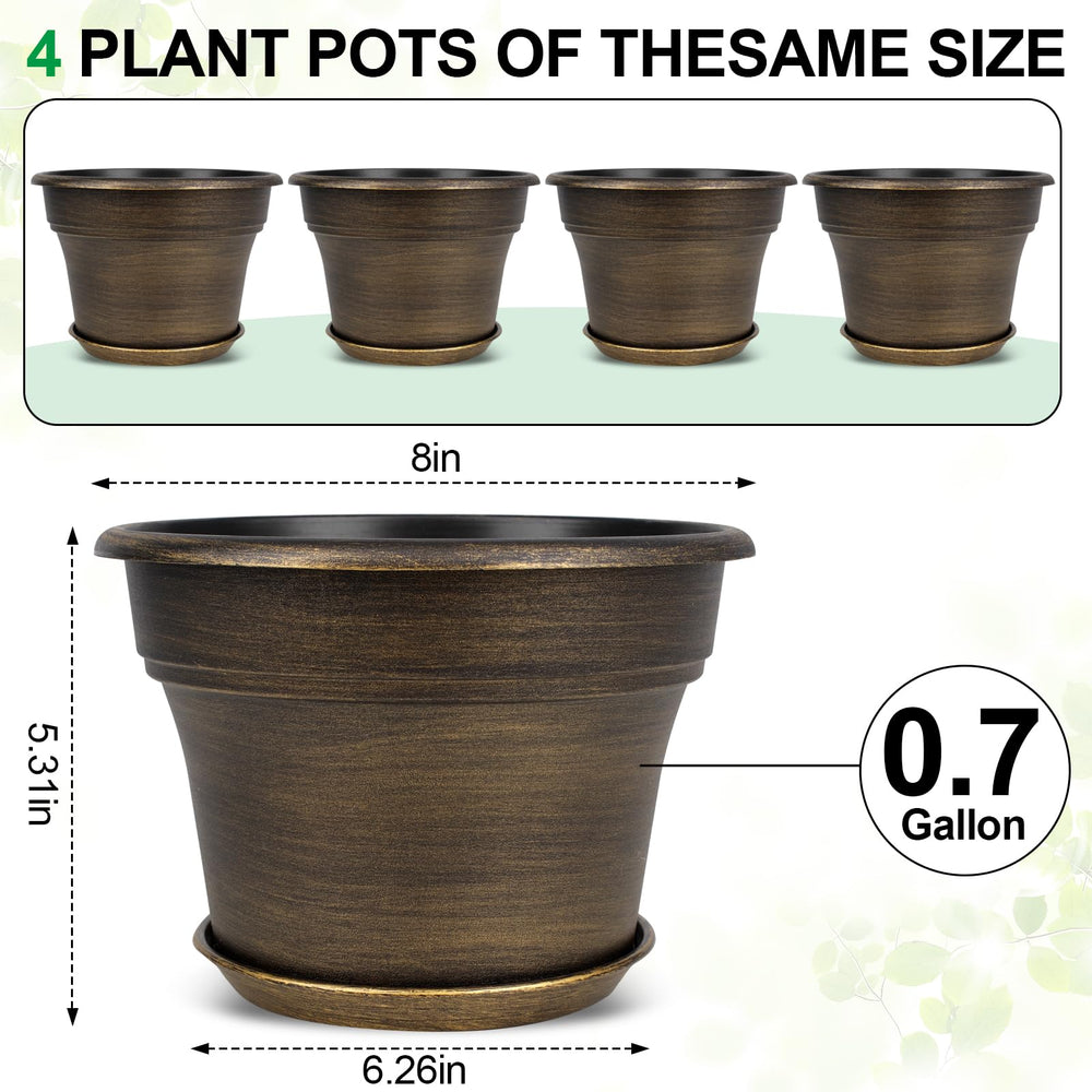 Fodetyff 8 inch gold planter pot with aloe vera plant