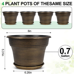 Fodetyff 8 inch gold planter pot with aloe vera plant