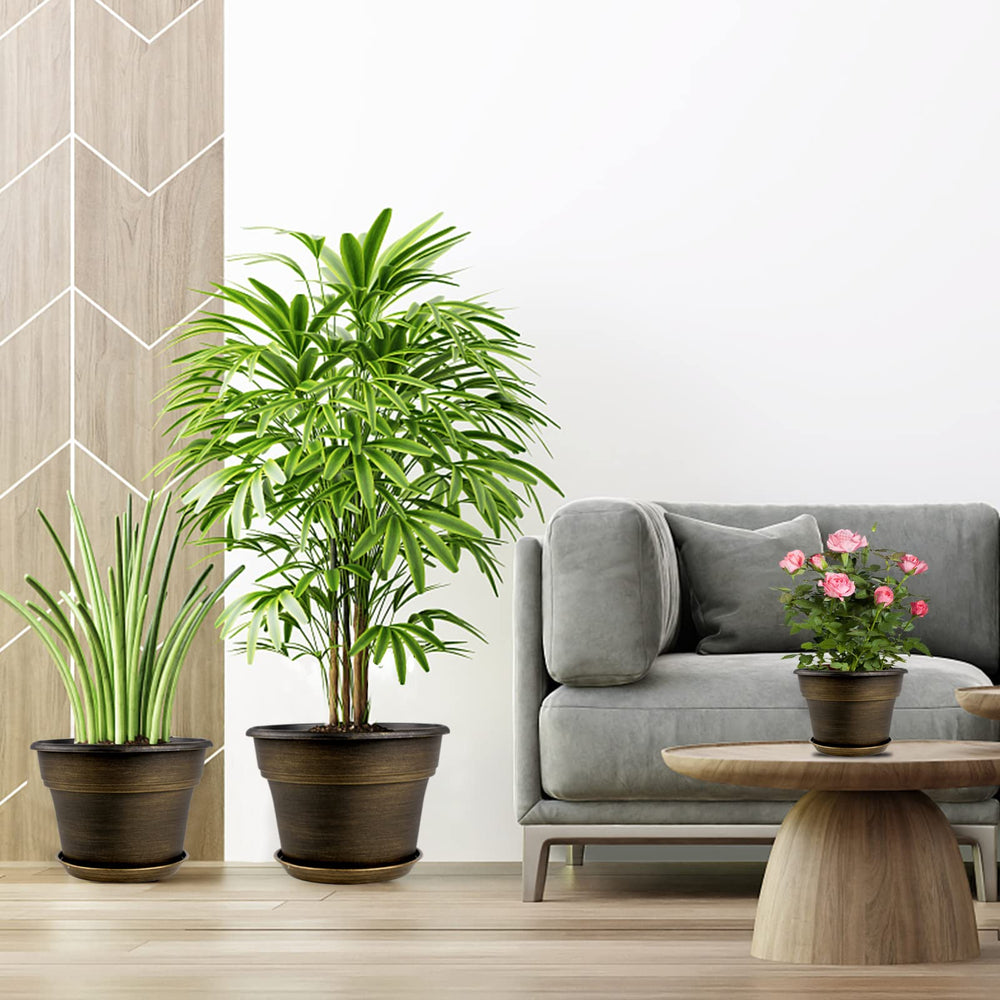 Fodetyff 8 inch gold planter pot with removable saucer