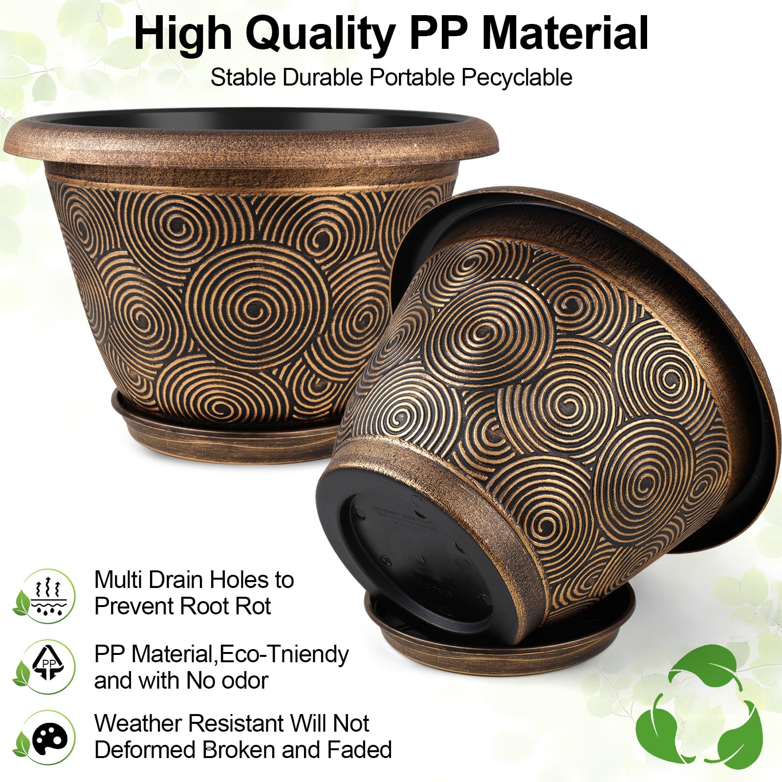 Fodetyff 8 Inch Pot with Saucer on a Balcony with Plants