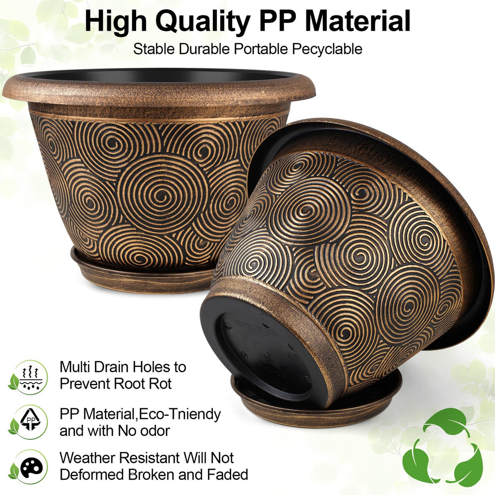 Fodetyff 8 Inch Pot with Saucer on a Balcony with Plants