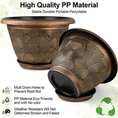 Fodetyff 8 Inch Pot with Saucer on a Balcony with Plants