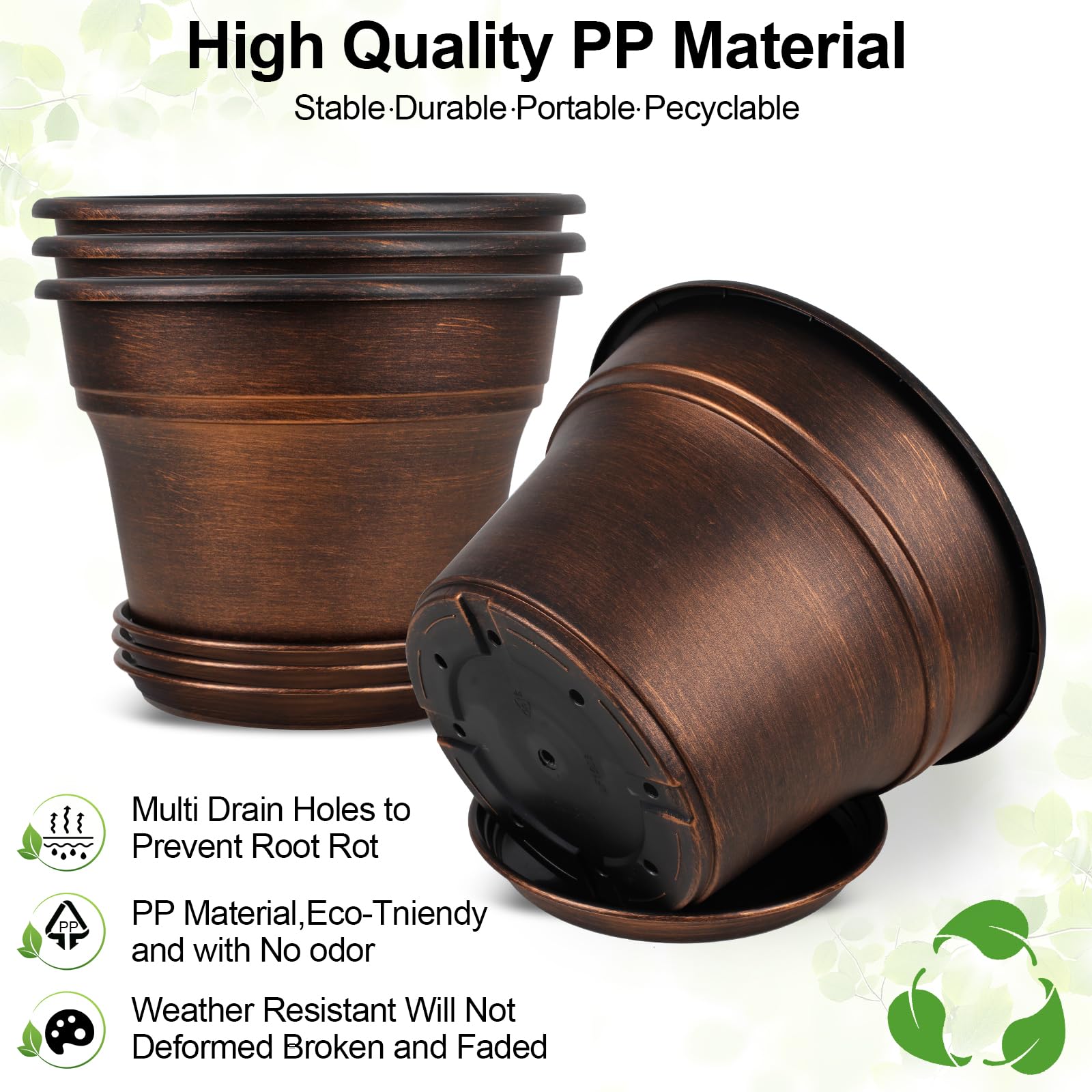 Fodetyff copper planter with removable saucer