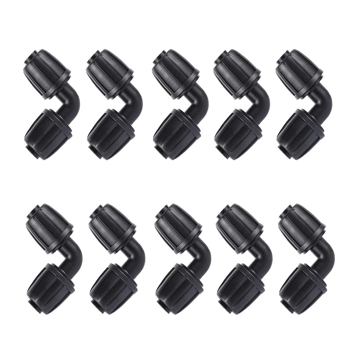 FOGWOWO 10 Pack 1/2 inch elbow connectors black plastic