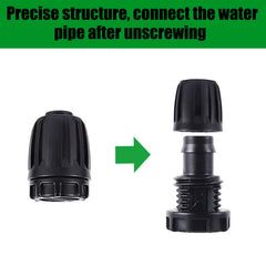 FOGWOWO connectors installed on tubing in garden