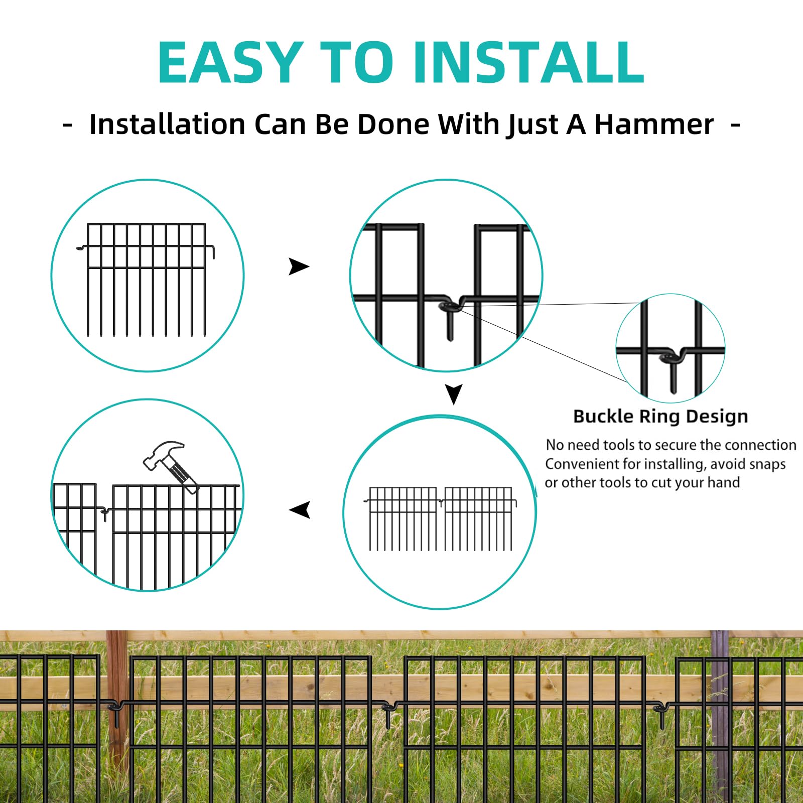 FOKEP 14 Panels Animal Barrier Fence in garden setting