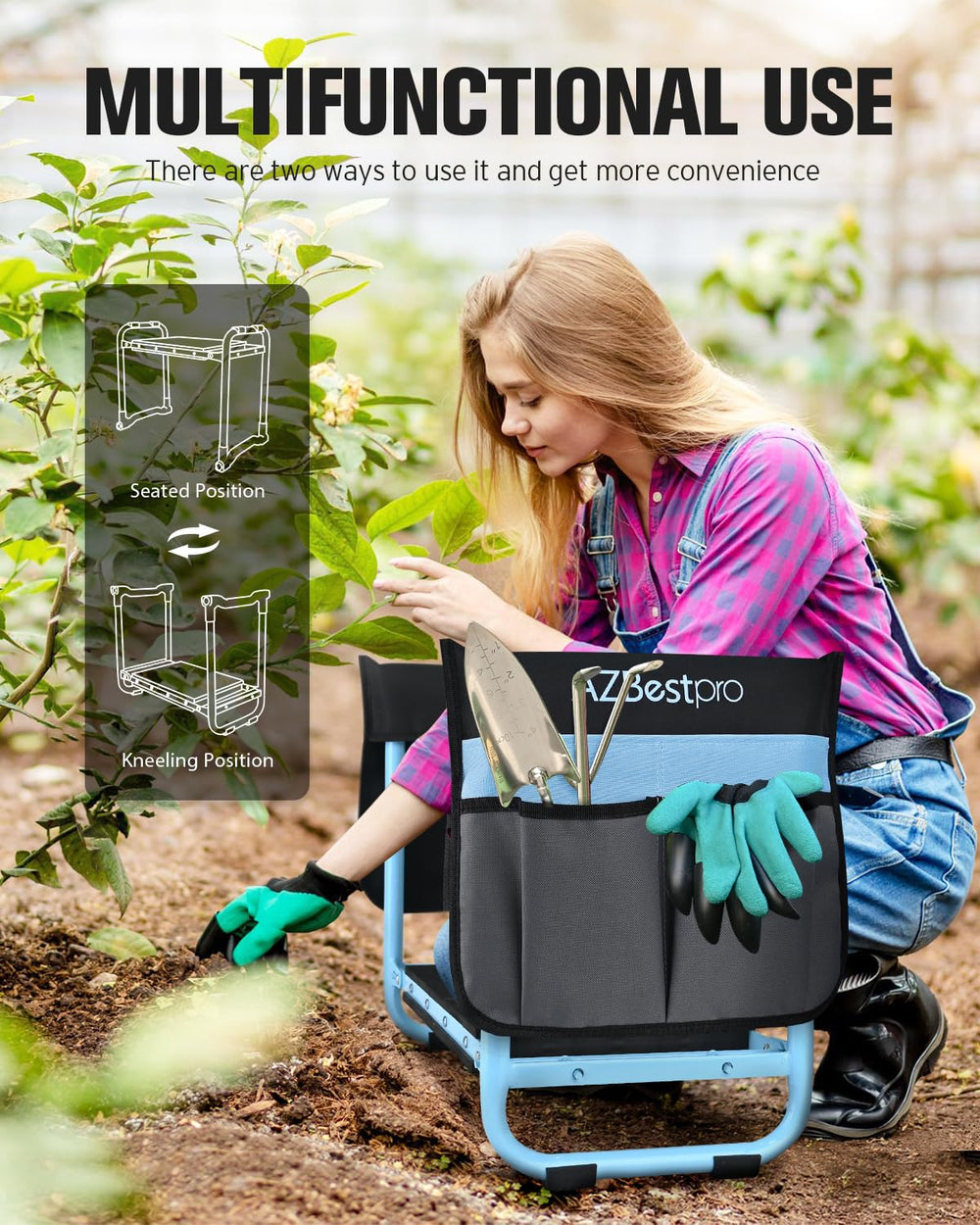 Foldable design of AZBESTPRO Garden Kneeler and Seat