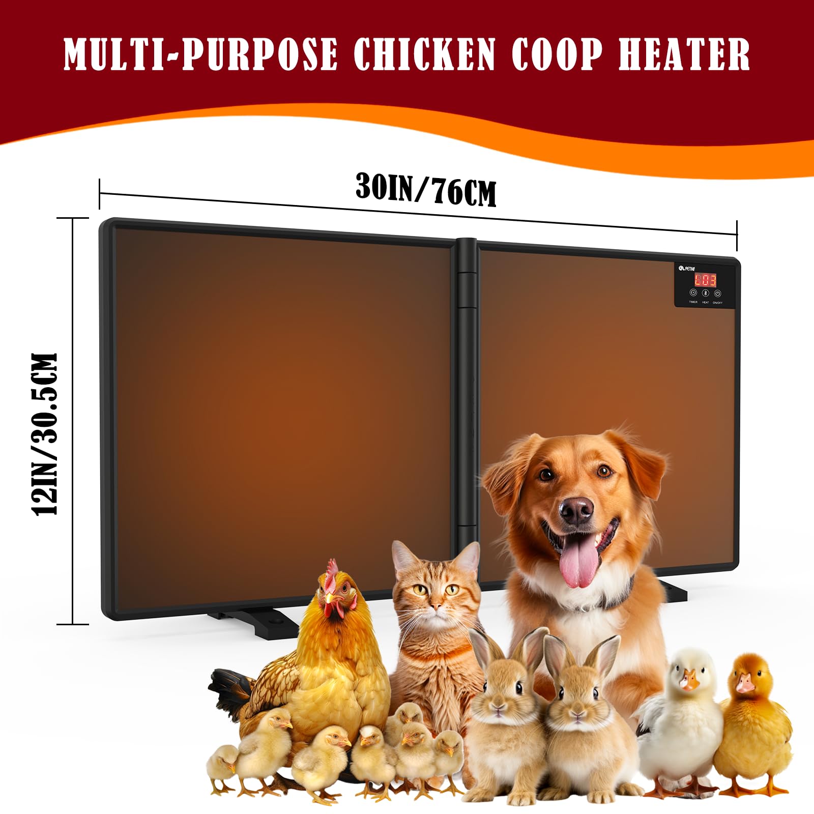 Foldable design of PETNF Chicken Coop Heater for easy storage