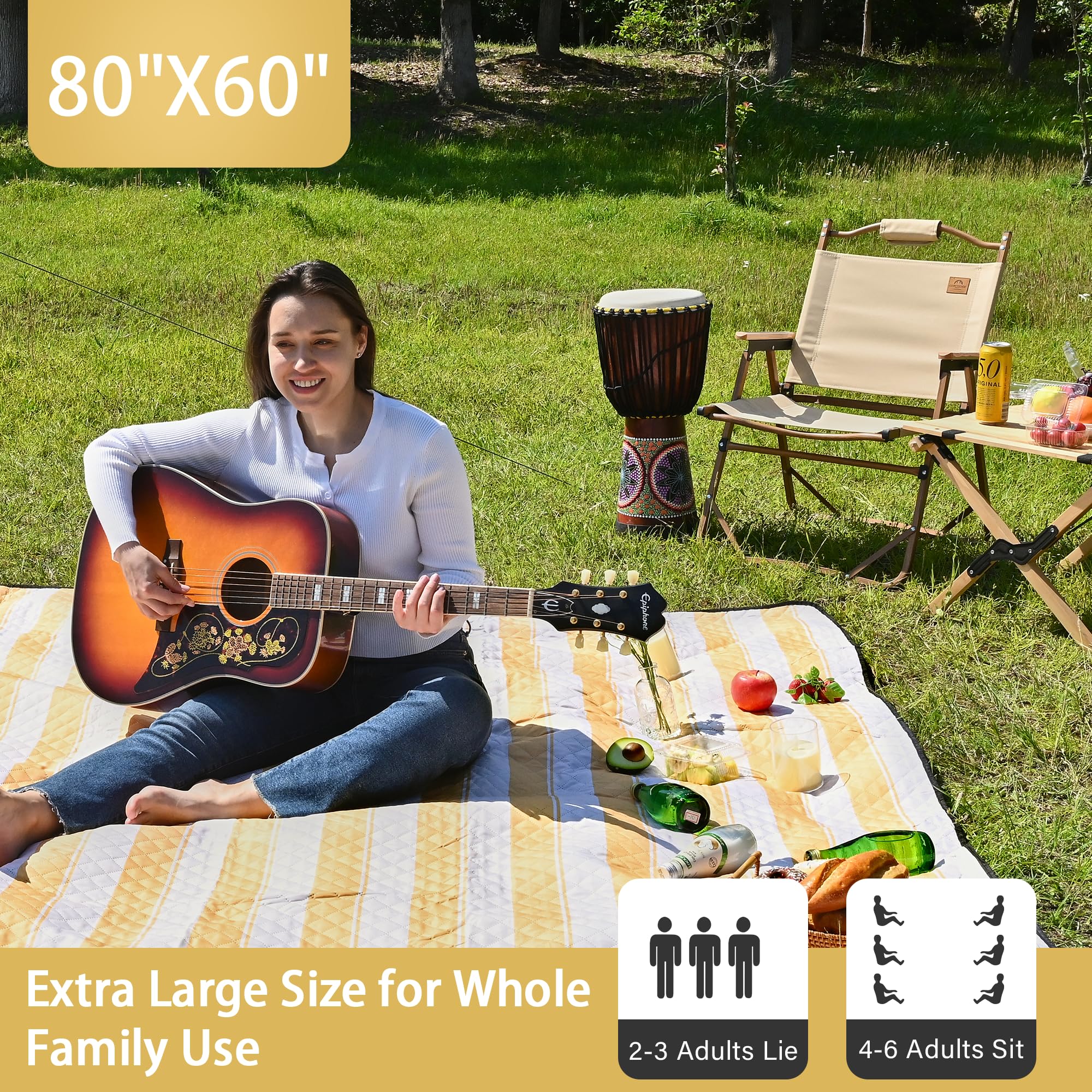 Folded HX&OD picnic blanket with carry strap