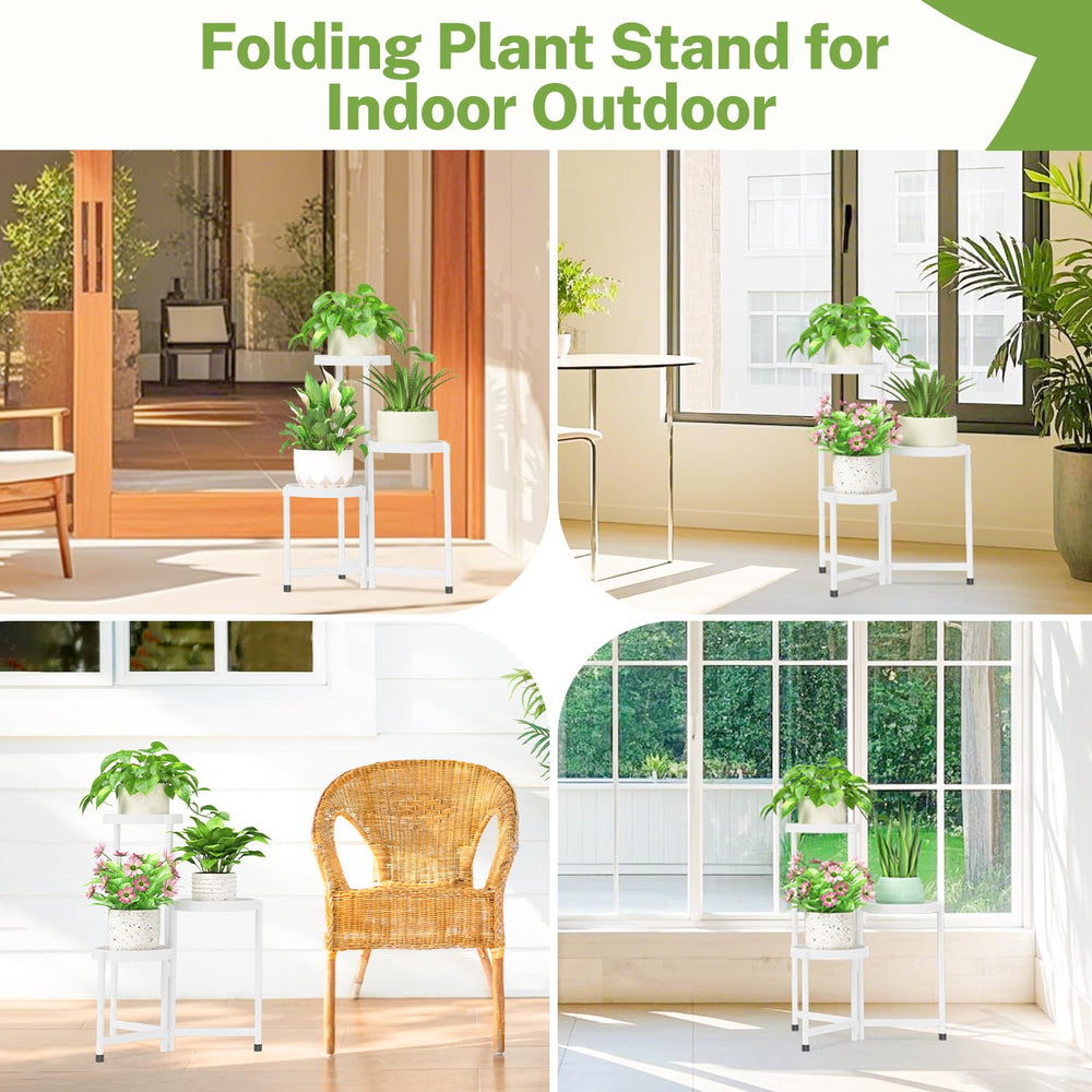 Folded iDavosic.ly 3 Tier Folding Plant Stand for storage