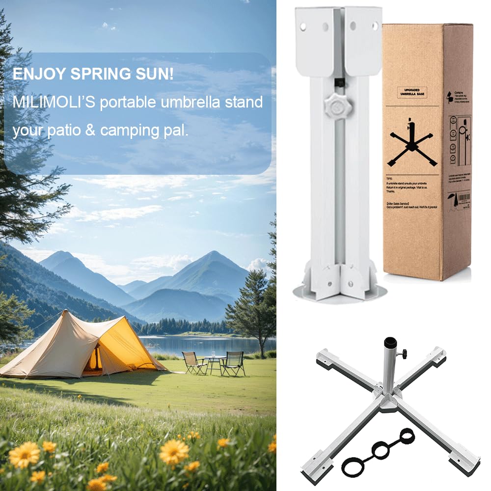 Folded MILIMOLI umbrella stand for easy transport