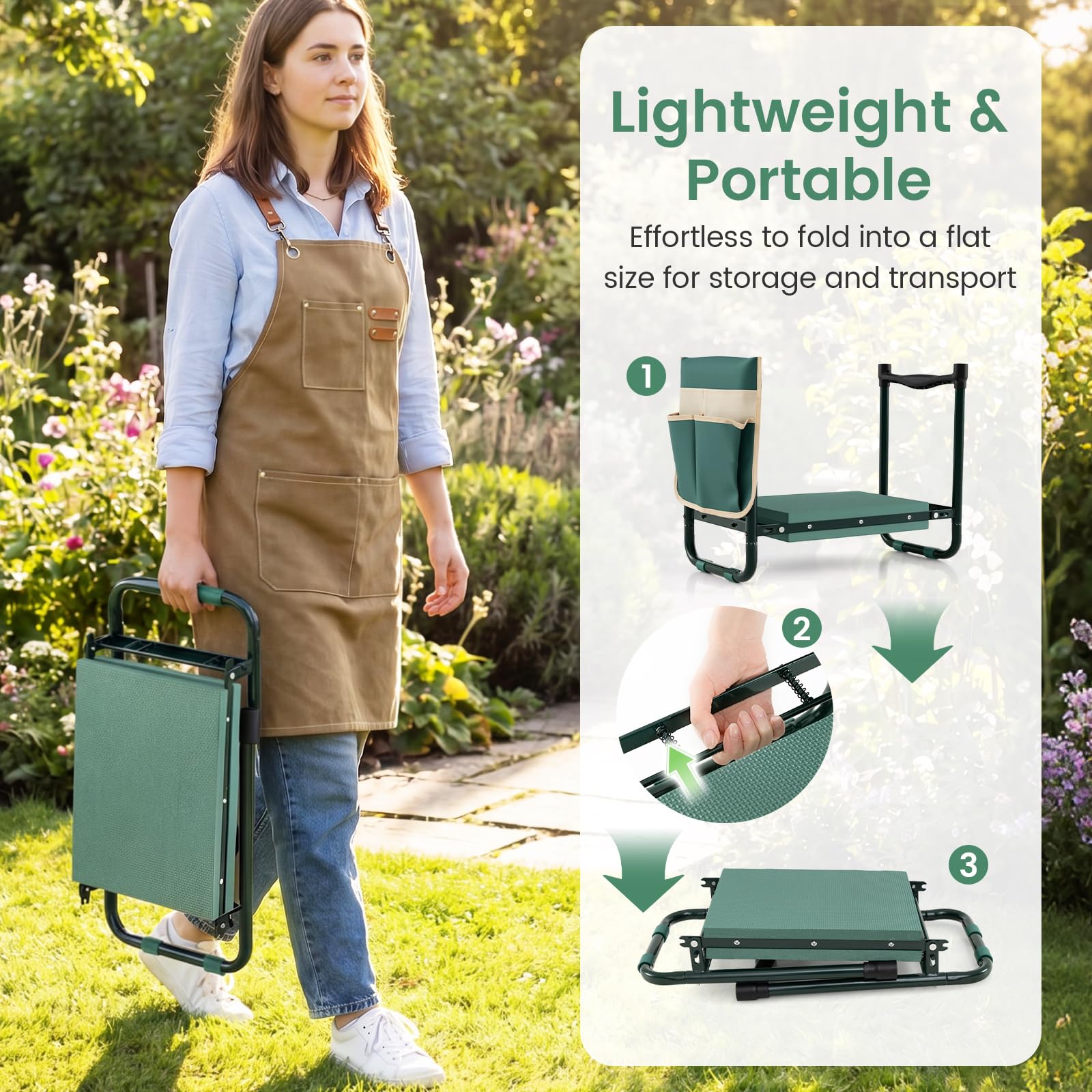 Folded OFFICEJOY Garden Kneeler for easy storage
