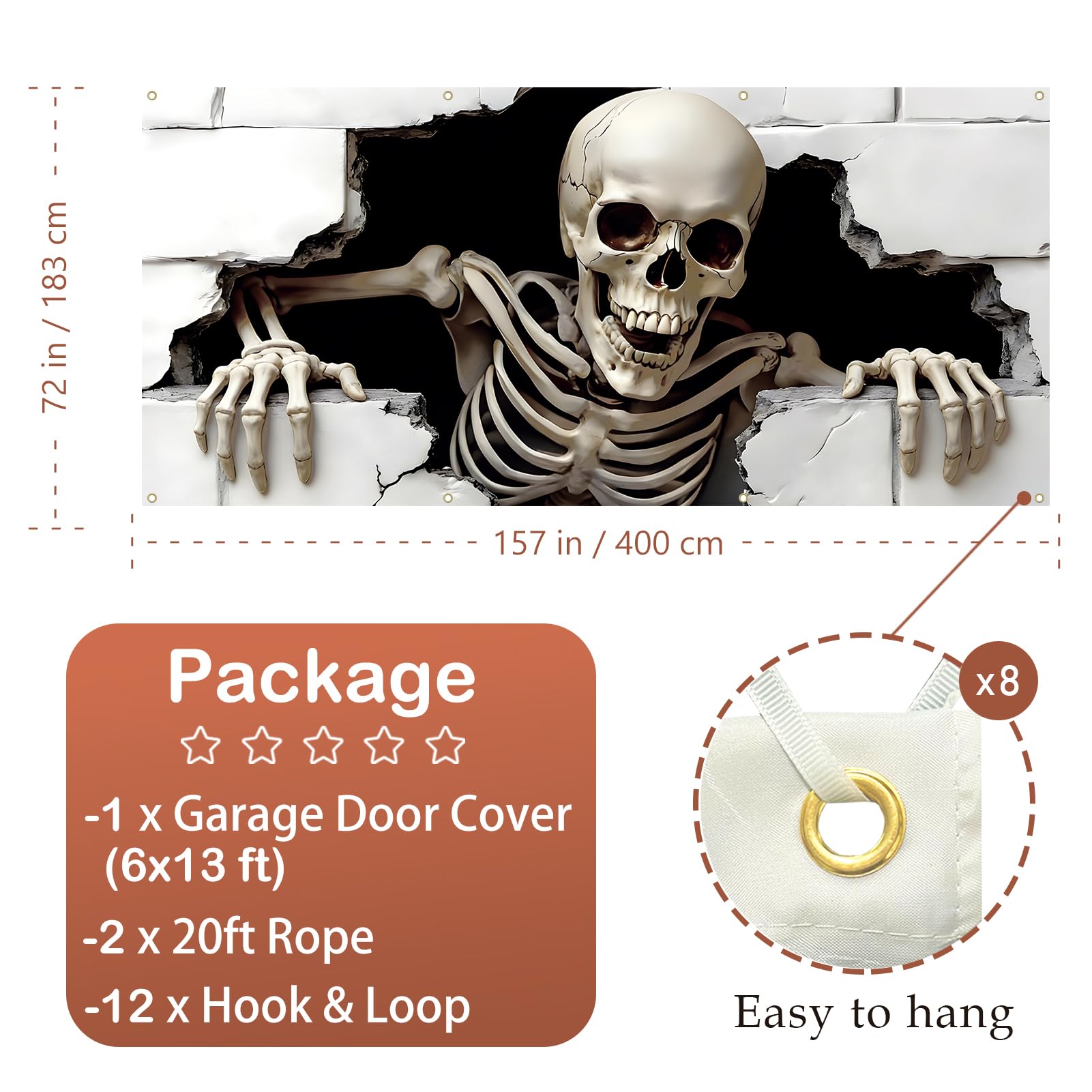 Folded ponlodos Halloween garage door cover ready for storage