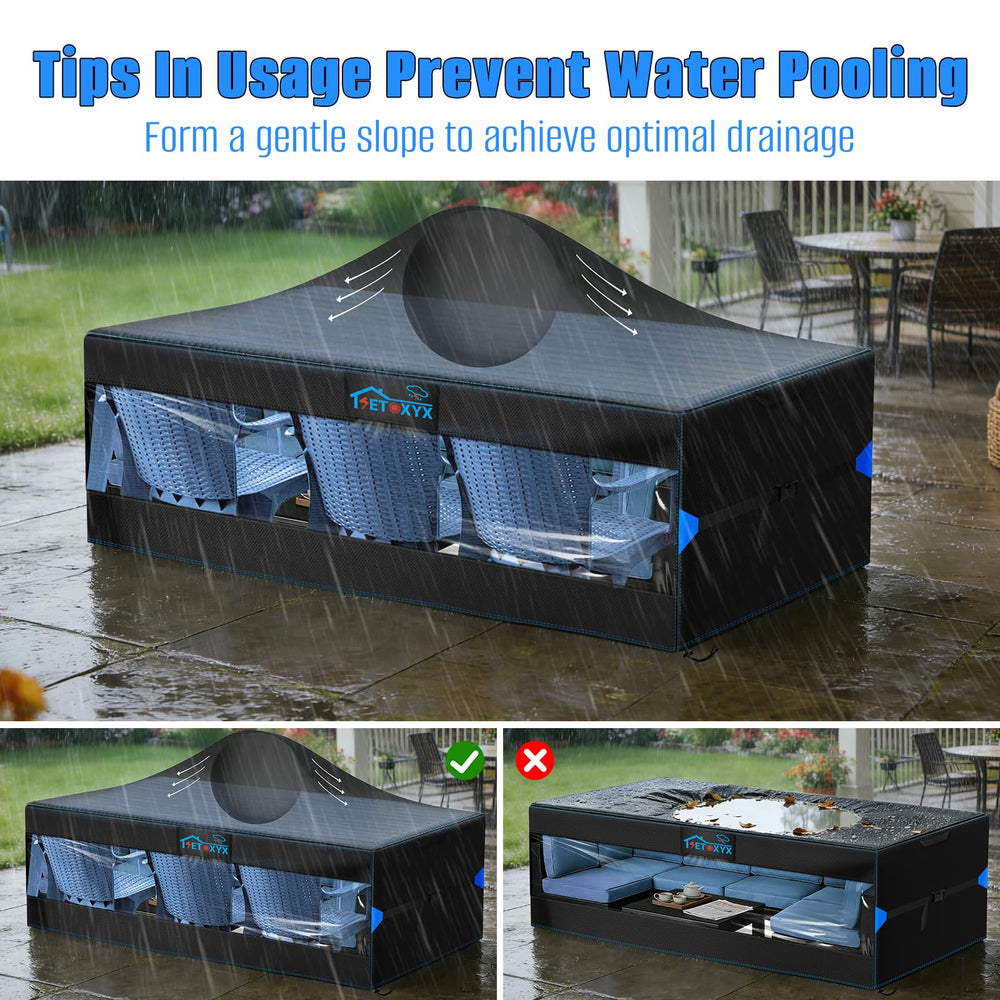 Folded SETOXYX Patio Furniture Cover for storage