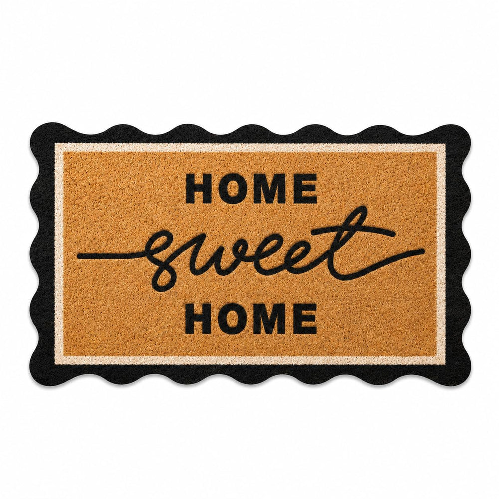 Folkulture Home Sweet Home Doormat front view, scalloped design
