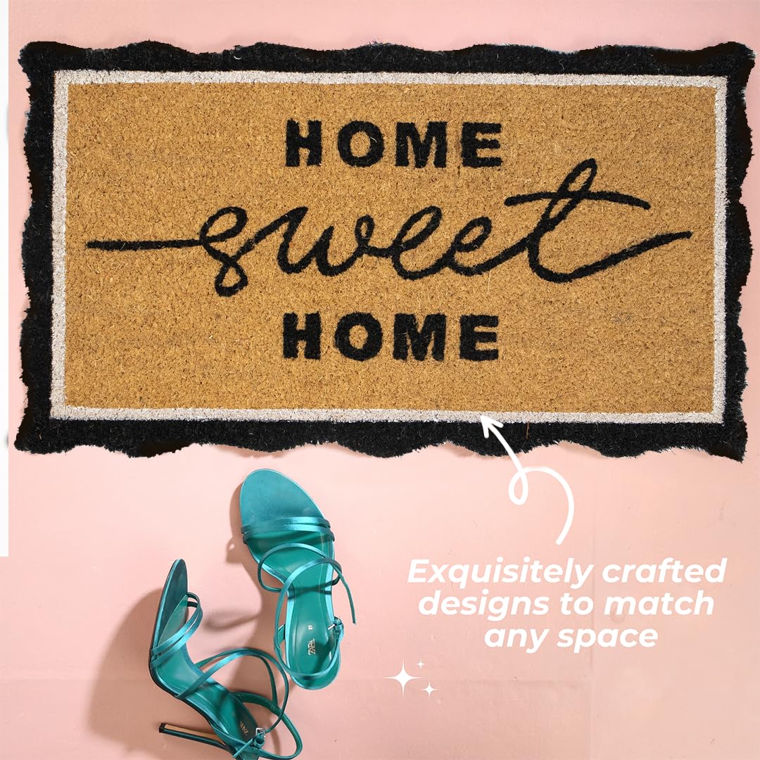 Folkulture Home Sweet Home Doormat with natural coir fibers