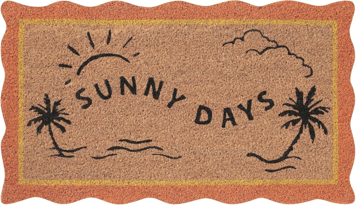 Folkulture Summer Door Mat front view, 16" x 28", Sunny Days Scalloped design