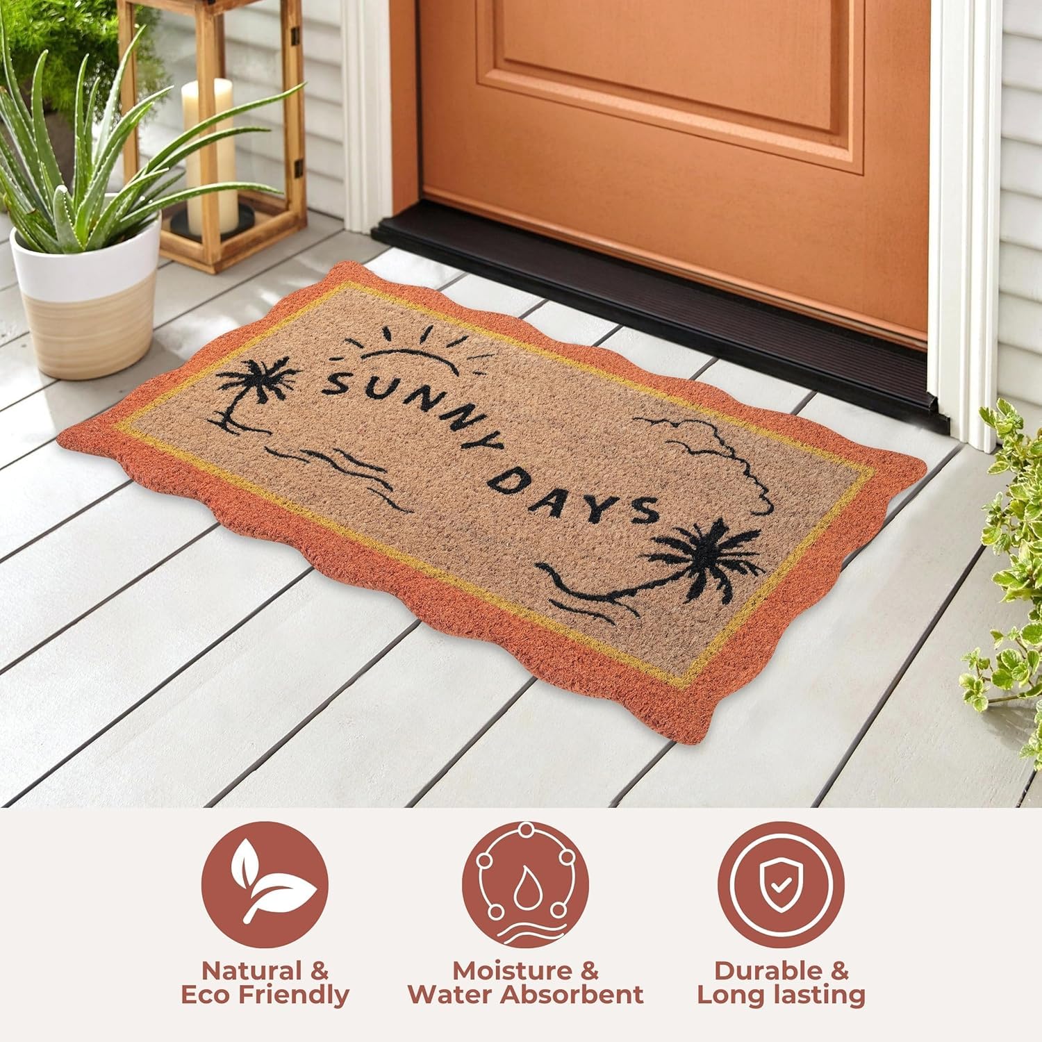 Folkulture Summer Door Mat on patio entrance, absorbing moisture