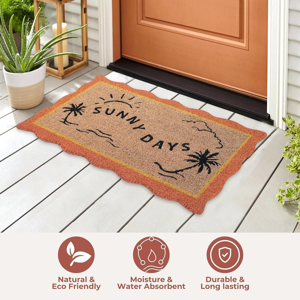 Folkulture Summer Door Mat on patio entrance, absorbing moisture