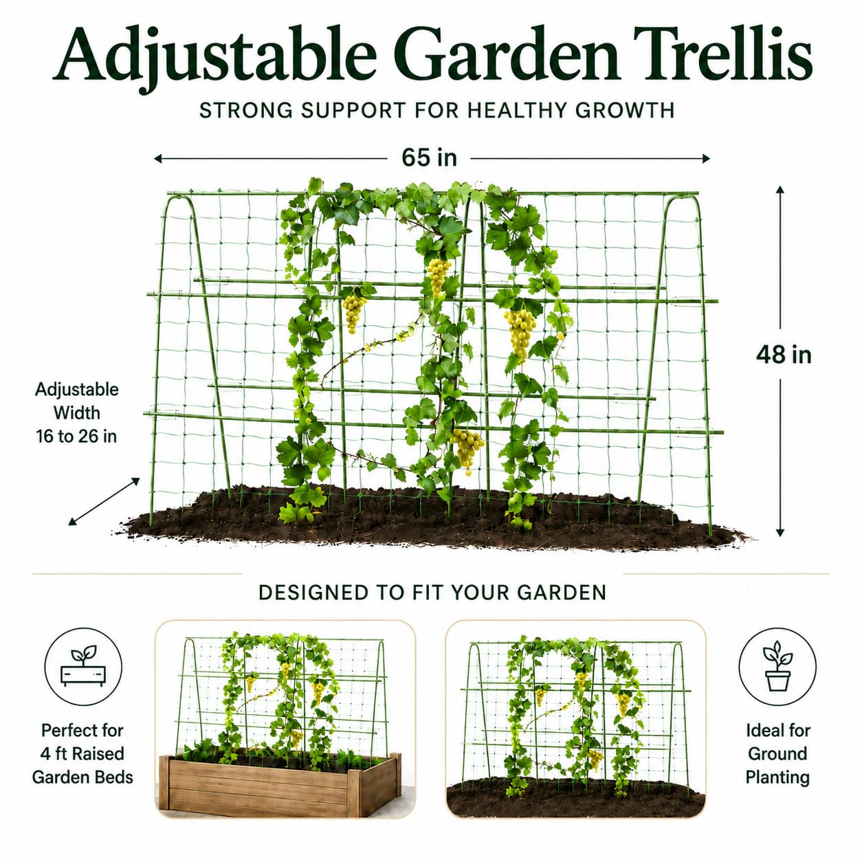 FOLLOOK Cucumber Trellis in raised garden bed
