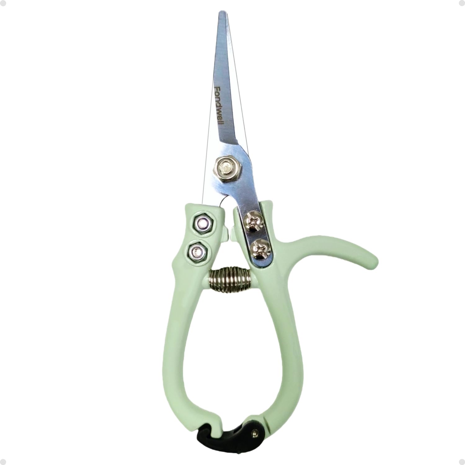 Fondwell 6-inch pruning shears in sage colour front view