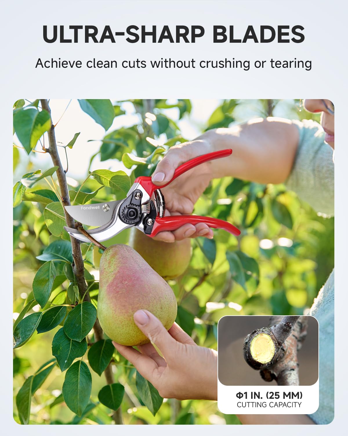Fondwell pruning shears with ergonomic non-slip grips