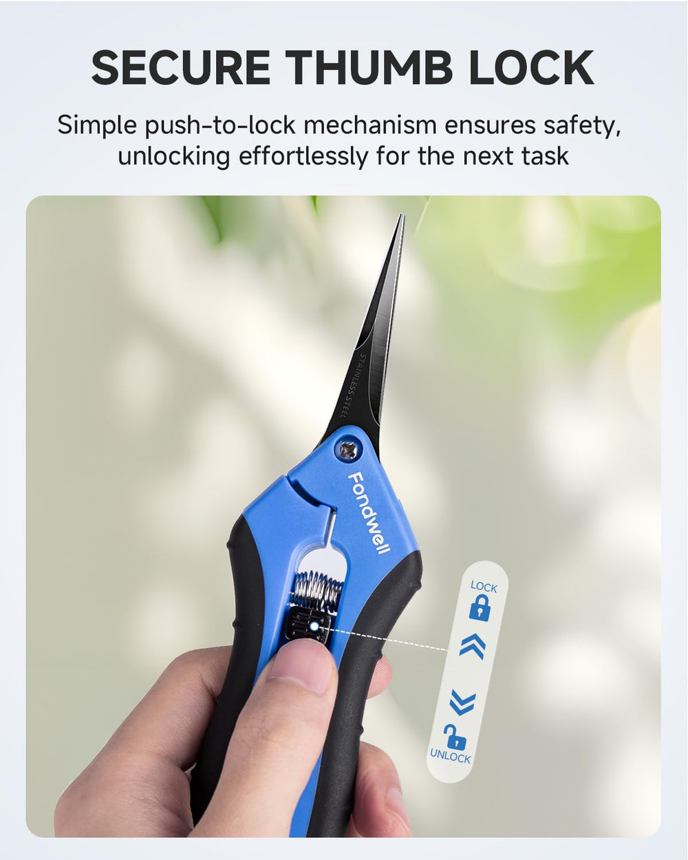 Fondwell pruning shears with ergonomic TPR grips