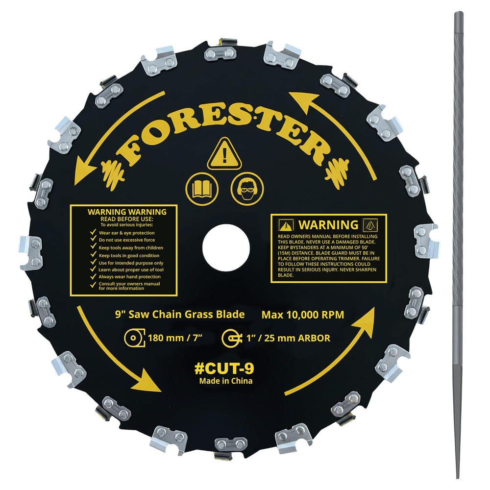 FORESTER 9-inch Chainsaw Brush Cutter Blade front view with teeth